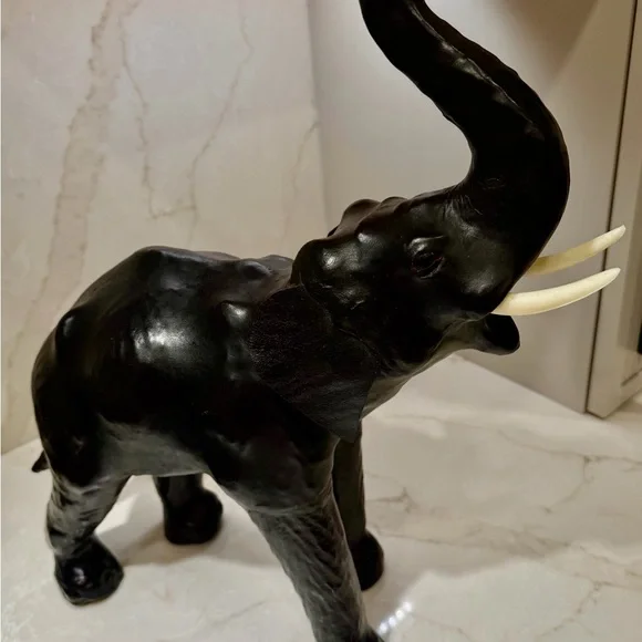 Elegant Black Elephant Sculpture